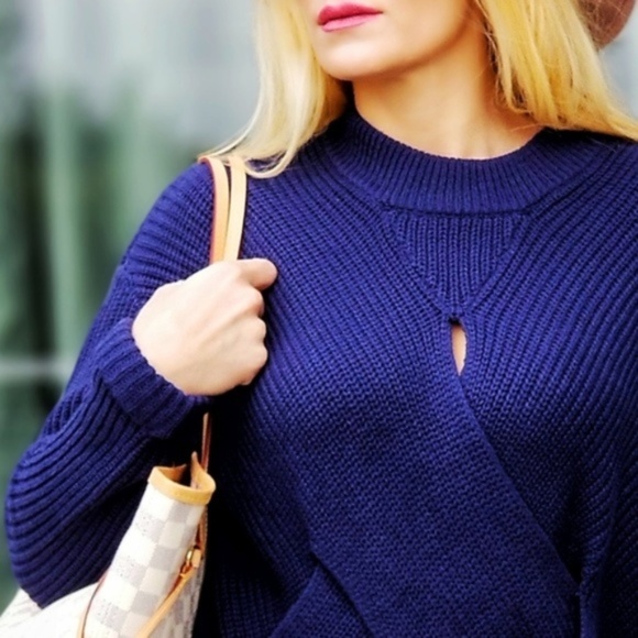SOLD OUT AREIL Navy Braided Front Sweater - Picture 3 of 4